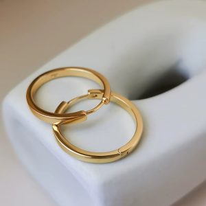 Minimalist Round Hoop Earrings |18K Gold