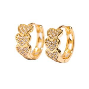 Stylish Zircon Heart Earrings |18K Glod