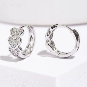 Stylish Zircon Heart Earrings |18K Glod